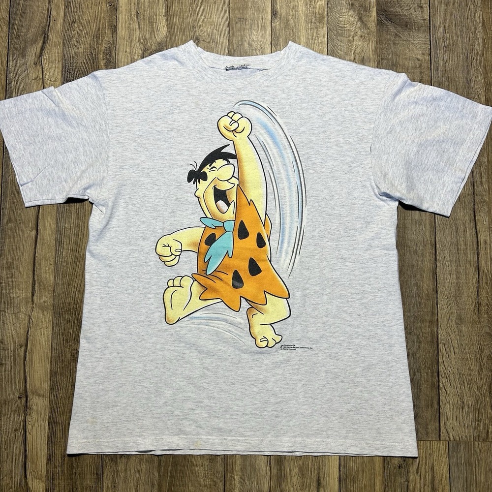 Vintage 1993 The Flintstones Fred Yabba Dabba Doo Shirt Men's Large Grey